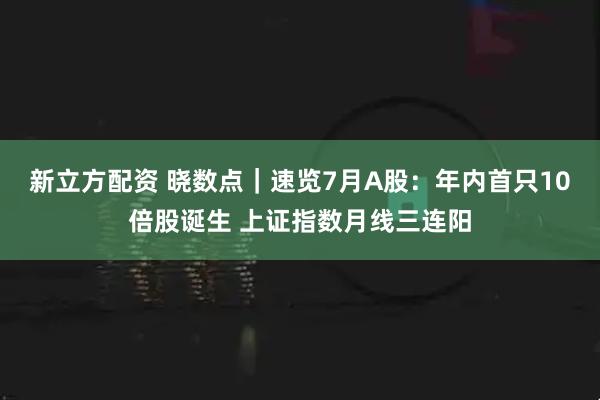 新立方配资 晓数点|速览7月A股:年内首只10倍股诞生 上证指数月线三连阳