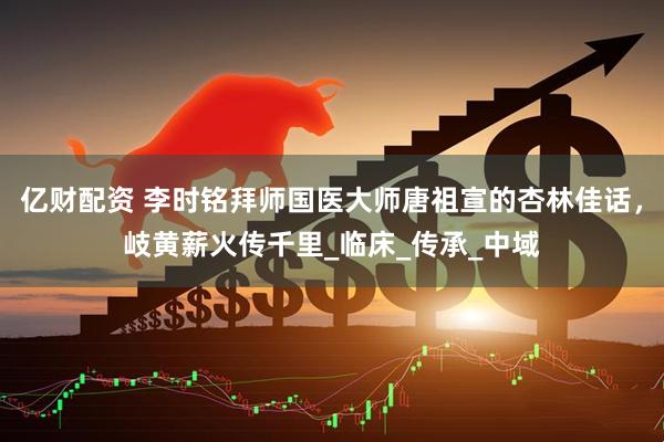 亿财配资 李时铭拜师国医大师唐祖宣的杏林佳话，岐黄薪火传千里_临床_传承_中域